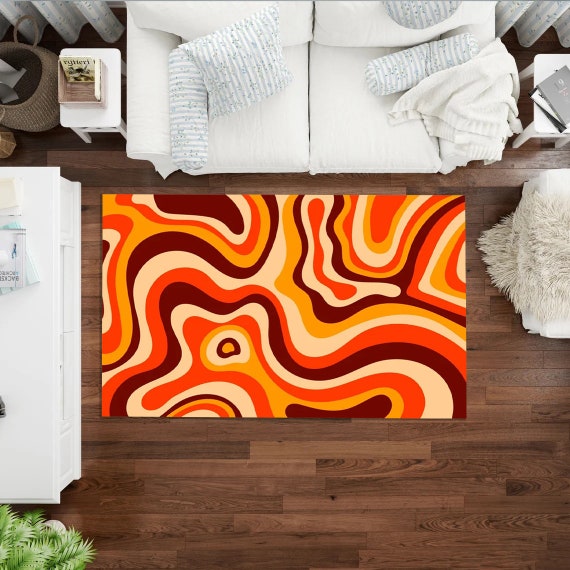 Groovy 70s Style Rug: Retro Patterned Floor Mat