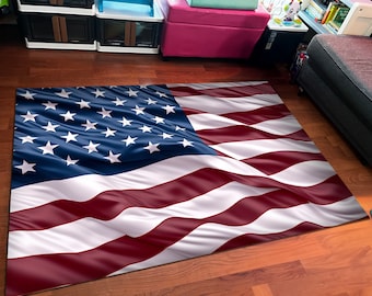 Tappeto con bandiera americana, tappeto Usa, tappeto con bandiera degli Stati Uniti, tappeto con bandiera americana, soggiorno, regalo di inaugurazione della casa, tappeto interno, tappeto d'area, tappeto con bandiera Usa