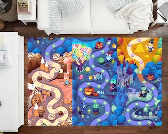 Kids Game Map Rug: 2D Candy Sugar Play Area Rug