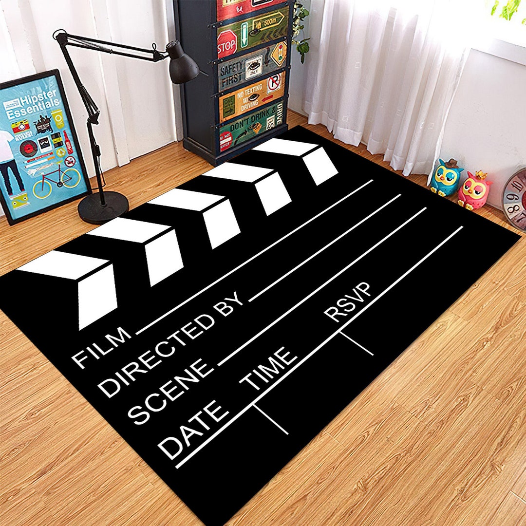 Cinema Clapperboard Rug: Personalized Film Room Decor - Etsy