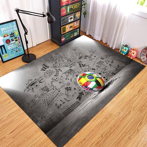 Soccer Rug,Football Field Ball, Football Ball Rug,Sports Rug,Game Room Rug,Gift Sports Rug, FIFA World Cup,Teenage Boy Gifts,Colorful Rug