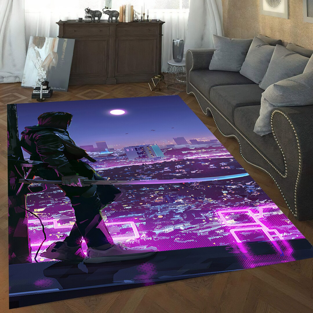 Cyperpunk Rug Neon Katana Rug: Cyberpunk Samurai Design - Etsy