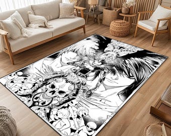 Anime Girl Rug: Colorful Japanese Art, Non-Slip Polyester