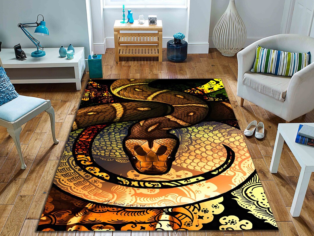 Snake Pattern Area Rug: Non-slip Cotton Base, 3D Print - Etsy