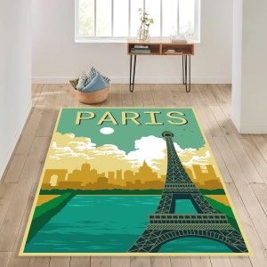 Paris Rug,France Rug, Minimalist Rug, Paris Poster Rug, Modern Rug, Gift Rug, Salon Rug, Kitchen Rug,Gift For Her, Eiffel Rug, City Rug