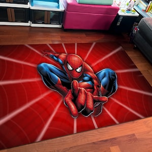 Spiderman, Spiderman Rug, Spider Man Rug, Kids Room Rug, Gift For Him, Popular Rug, Boy Room Rugs, Custom Rug, Living Room Rugs, Gift Ideas