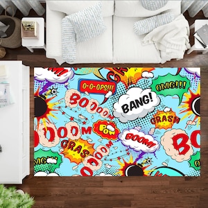 Boom Teppich, Teppich, Pop Art, Teppich, Mädchenzimmer, Knallteppich, Zeichenteppich, Kinderteppich, Modellteppich, OMG Teppich