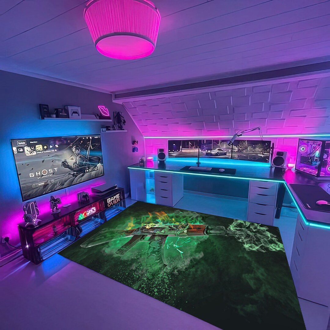 Fire Serpent Rug, AK-47 Rug, Weapon Rug, 3D Weapon, FPS Game Rug, Dust ...