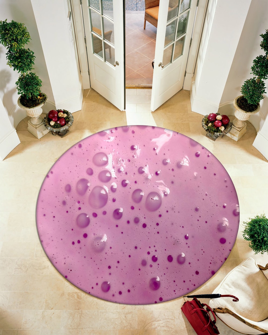 Pink Round Rug, Pink Bubble Rug, 3D Rug, Luxury Rug, Under Table Rug ...