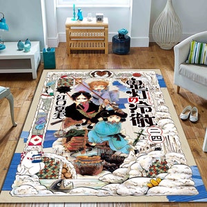 Anime Rug, Manga Rug, Anime Poster Rug, Japanese Cartoon, Cartoon Characters Rug, Fuji Wave Rug, Kids Room Rug, Popular Rug, Kids Room Rug