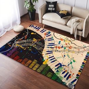 Music Rug, Music Room Rug, Music Wheel Rug, Music Written Rug, Popular Rug, Music Decors, Singer Rug, Artist Gift, Piano Rug, Popular Rug