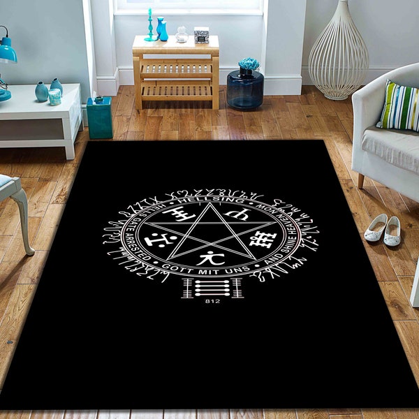 King Solomon's Seal Rug, Seal Of Solomon Rug, Area Rug, Popular Rug, Pentacle Rug, Ritual Rug, Magic Themed Rug, Witch Rug, Cracked Rug