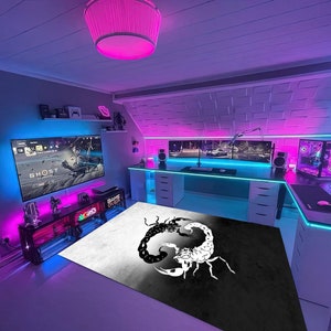 Scorpion Rug, Scorpion Yin Yang Rug, Ying Yang Rug, Black And White Rug, Animal Rug, Scorpion Decor Rug, Office Rug, Living Room Rug
