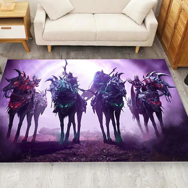 Four Horsemen of the Apocalypse, Four Horsemen Rug, Apocalypse Themed Rug, Seven Seals Rug, Horse Themed Rug, Cowboy Rug, Personal Items