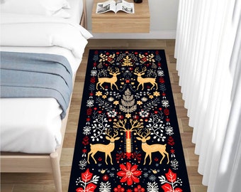 Christmas Deer Runner Rug: Holiday Entrance Decor