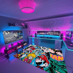 Jaren 90 retro Arcade 443 tapijt in de vorm van een spelkarakter, tapijt speelkamer, gamercadeau, arcadetapijt, gamingmat, huisdecoratie, kerstcadeau