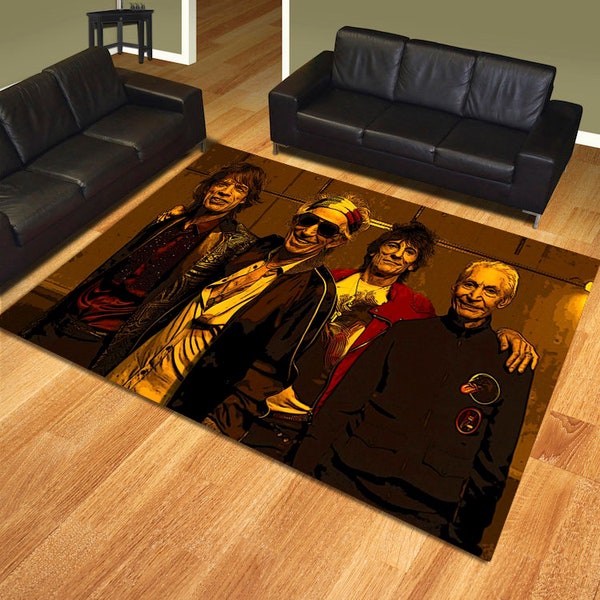 Rock Collage Rug, The Rolling Stones Rug, Rolling Stones Carpet, Music Decor Rug, Rock Music Rug, Heavy Metal Rug, Lips Metal Music Rug