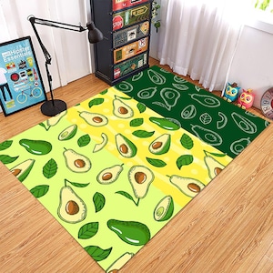 Mango Themed Rug, Kitchen Rug, Mother&#39;s Day Rug, Fruit Rug, Kitchen Decor, New Home Gift, Green Rug, Popular Rug, Area Rug