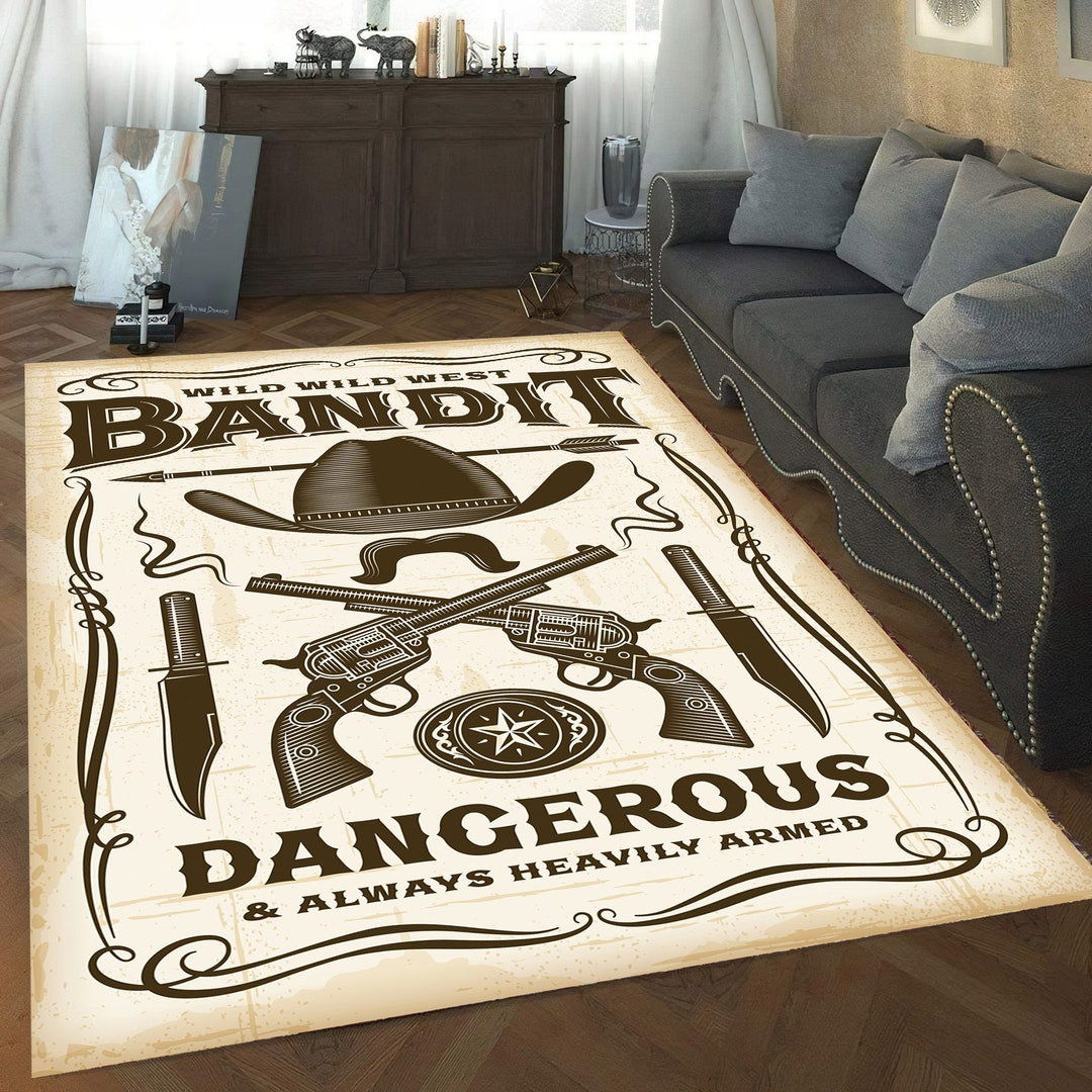 Western Rug Western Style Bandit Dangerous Rug Bandit Etsy