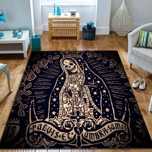 Santa Muerte Rug, Catrina Skull Rug, Mexican Skull Rug, Floral Skull Rug, Living Room Rug, Area Rug, Popular Rug, New Home Gift, Queen Rug