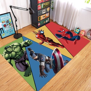 Super Hero Rug, Spider man Rug, Hulk Rug, Iron man Rug, Super Heroes Rug, Boys room Rug, Kids Room Rug, Gift for Boys, Super hero Figure