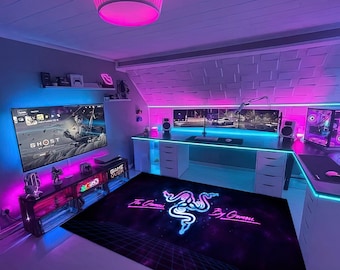Neon Gaming Rug: Colorful Gamer Room Decor