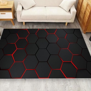Neon Rug, Honeycomb Rug, Neon Honeycomb Rug, Neon Geometric Pattern Rug ...