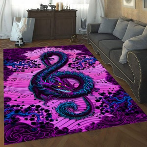 Dragon Rug, Left Key Rug, Purple Rug, Pink Rug, Music Notes Rug, Popular Rug, Area Rug, Kids Room Rug, Chinese Dragon Rug, Piano Rug, Japane