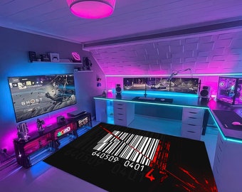 Tapis pour salle de jeu à motifs de codes-barres : tapis antidérapant moderne