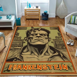 Horror Movie Poster, Horror Movie Rug, Movie Rug, Horror Characters Rug, Frankenstein Pattern Rug, Popular Rug,Gamer Room Rug,Living RoomRug