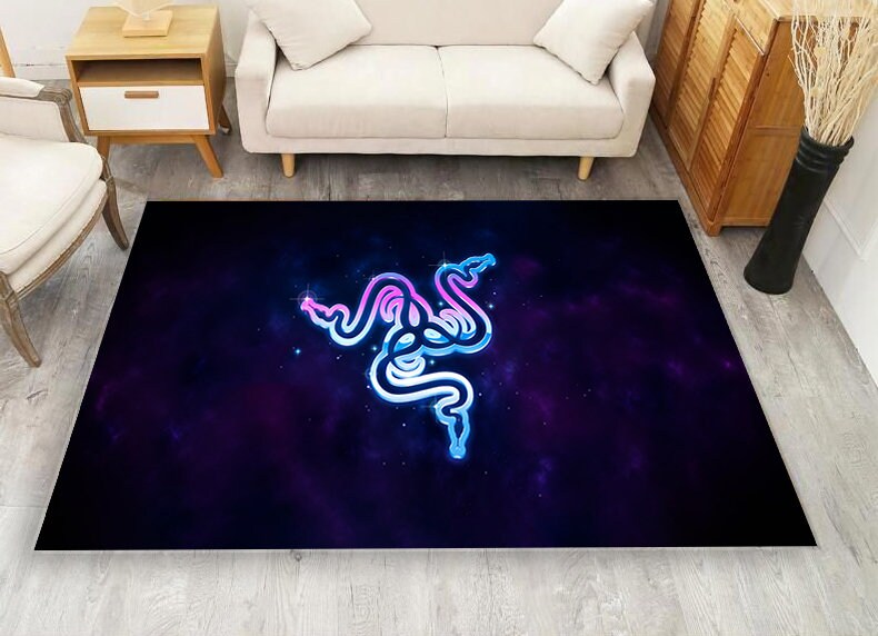 Xisnuient Kleurrijk Neon Video Game Tapijt Groot Tapijt voor Woonkamer Slaapkamer Modern Home Decor Korte Stapel Kinderkamer Rug Hal Keuken Antislip Vloermat Deurmat Badmat Runner (Blauw, 80x120 cm