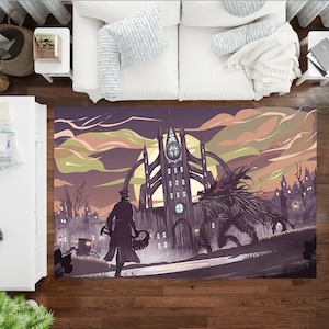 Video Game Rug, Bloodborne Rug, Cursed Rug, RPG Game Rug, Game Chair Rug, Gamer Rug, Gaming Room Rug, Popular Rug, Kids Room Rug, Area Rug