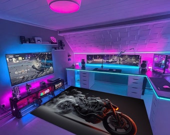 Vloerkleed motorrijder, antislip katoenen basis, garagedecor (15,7 x 23,6 inch)