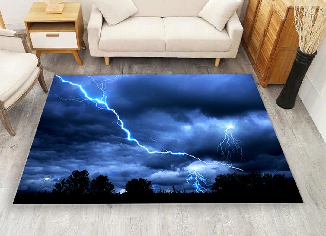 Lightning Design Rug: Modern Gamer Room Decor - Etsy
