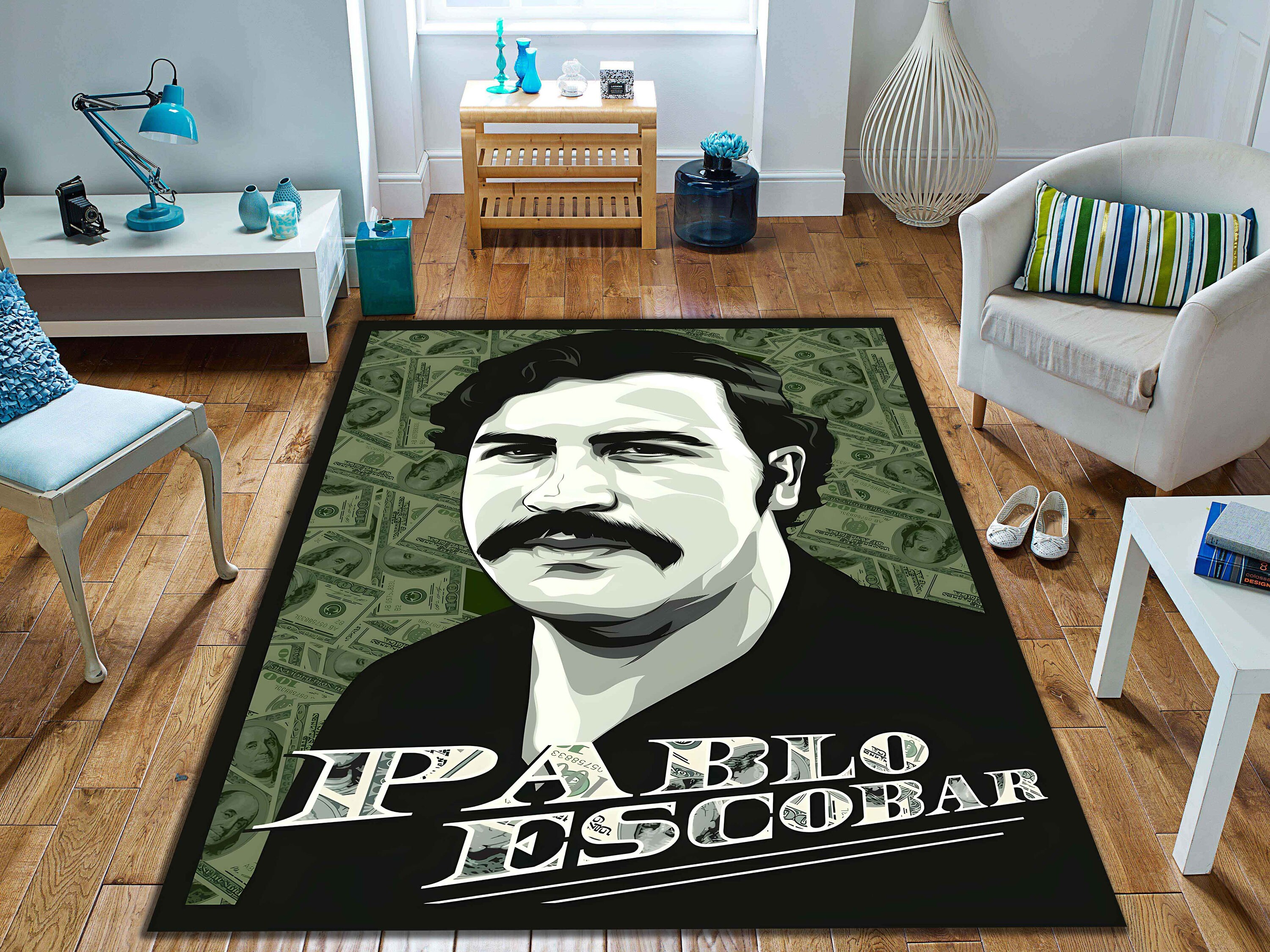 Pablo Escobar Rug, Mafia Rug, Dollar Rug, El Patron Rug, Wanted Rug, Weed Rug, Rug for Office, Where Can I Buy Rug, Rug For Living Room