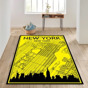 New York Rug, NYC Rug, USA Rug, New York City Rug, Black And White Rug, Area Rug, Cool Rug, For Living Room, Gift For Him, Modern Rug, City