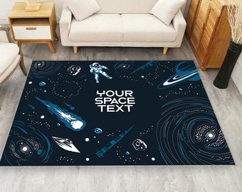 Space Theme Rug, Planet Educational Kids Carpet, Alphabet Nursery Area Rug, Playground Rug, Children Play Mat, Customizable Rug, Space Man