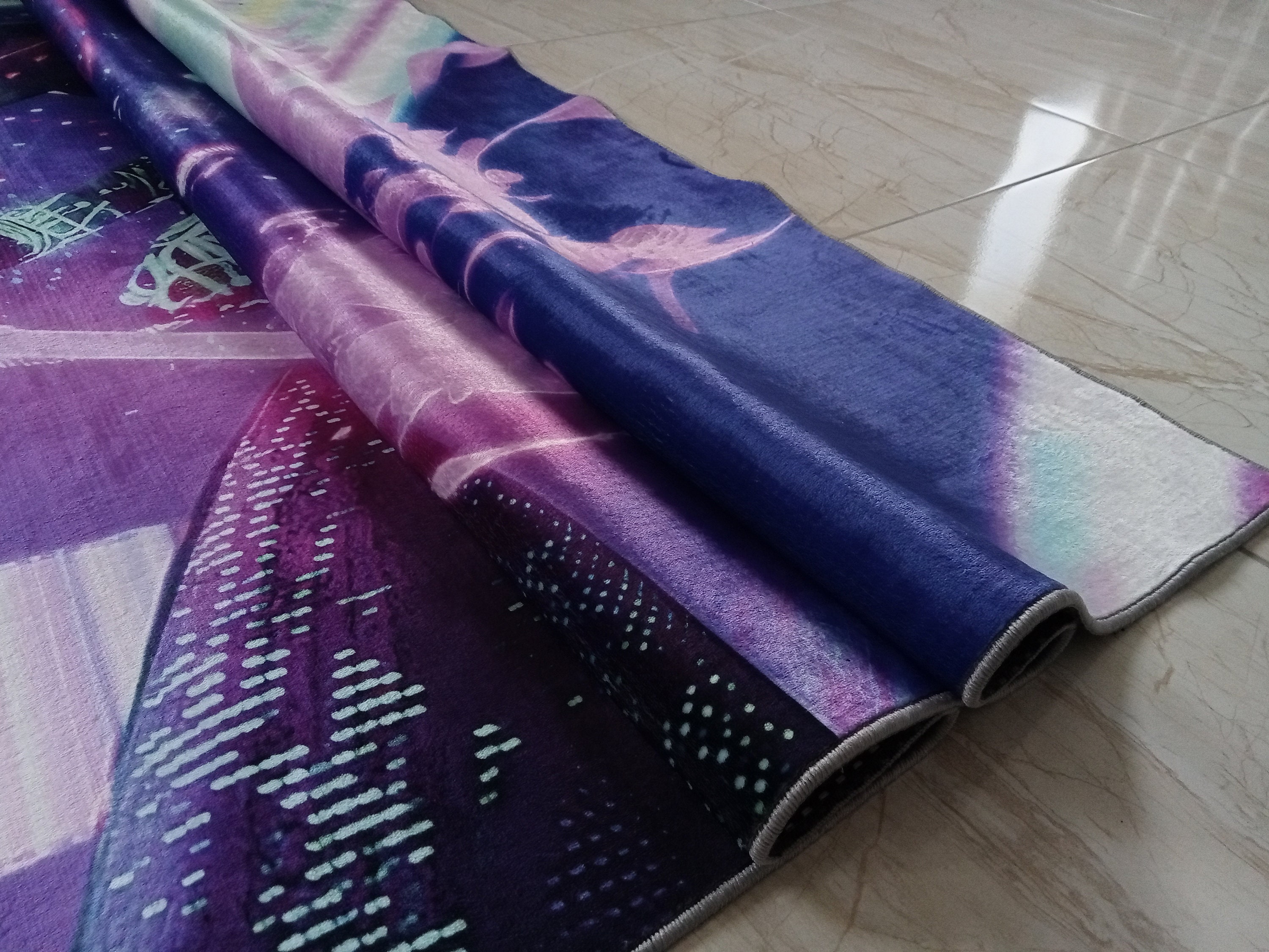 Neon Samurai Rug: Cyberpunk Gamer Room Decor - Etsy