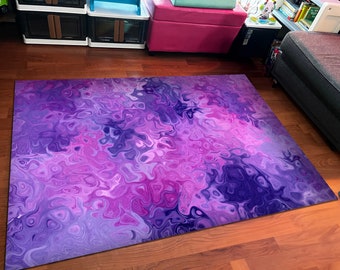 Purple Abstract Area Rug: Modern Illusion Design
