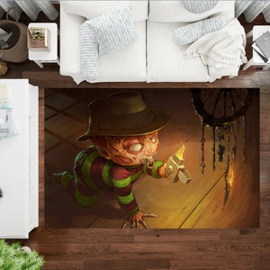 a nightmare on elm street Rug, Horror Rug, Freddy Krueger Rug, Popular Rug, Movie Rug, Scary Rug, Nightmare Rug, Dream Rug, Area Rug