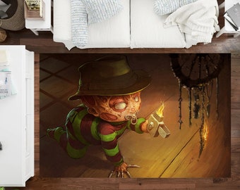 a nightmare on elm street Rug, Horror Rug, Freddy Krueger Rug, Popular Rug, Movie Rug, Scary Rug, Nightmare Rug, Dream Rug, Area Rug