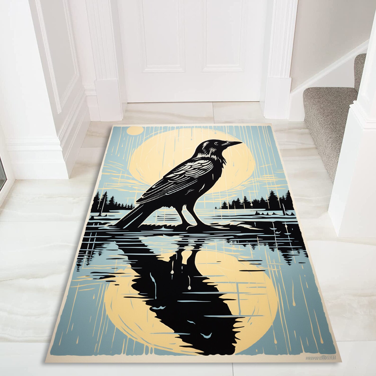 Crow Reflection Rug: Modern Living Room Decor - Etsy