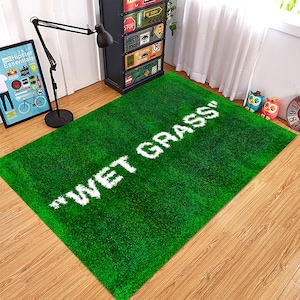 Wet Grass Look Area Rug: Green Non-Slip Custom Rug