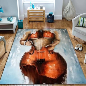 3D Violin Rug, Violin Woman Rug, Music Rug, Music Room Rug, Violin Rug, Popular Rug, Area Rug, Artist Room Decor, Music Decor, Sound Rug