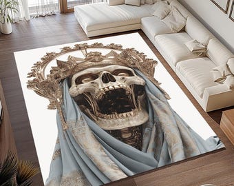 Gothic Royal Skull Rug: 3D Art, Modern Home Decor