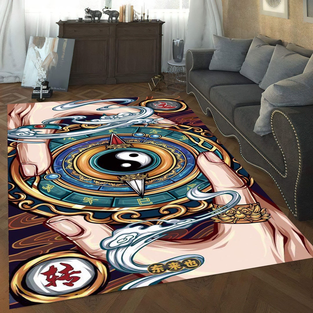 Ying Yang Rug, Yin Yang Theme Rug, Chinese Rug, Bad and Good Theme ...