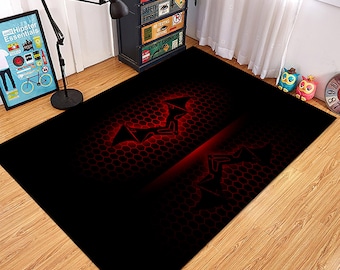 Bat Rug, Shaded Bat Rug, Neon Bat Rug, Home Decor, Digital Art Rug, Animal Rug, Rugs For Living Room, Gamer Rug, Black And Red Rug