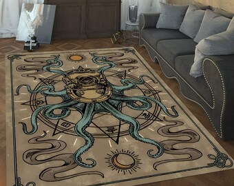 Kraken Rug, Octopus Rug, Octopod Rug, Monster Rug, Diver Rug, Octopus Fantastic Table, Tarot Card Rug, Kids Room Rug, Area Rug, Popular Rug