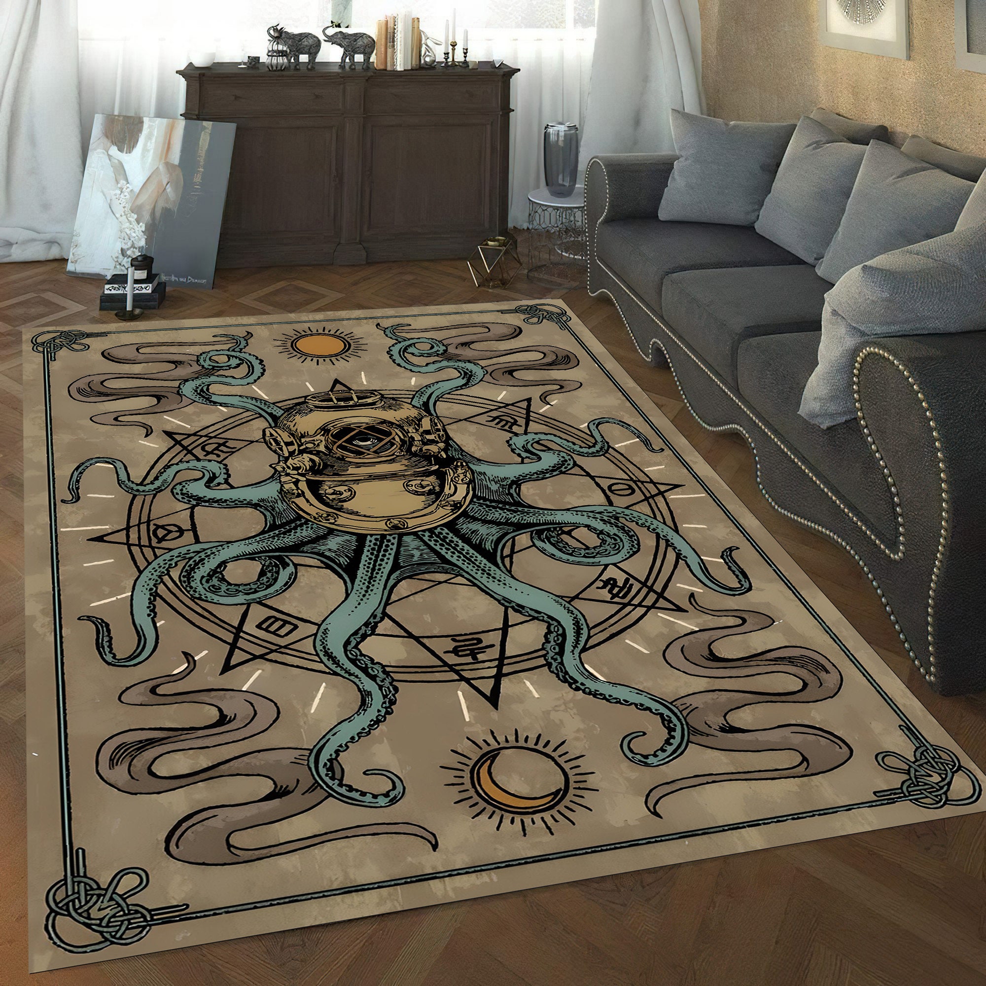 Kraken Rug Octopus Rug Octopod Rug Monster Rug Diver Rug