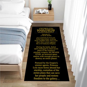 Tappeto per scansione di Star Wars, Runner di Star Wars, Apertura di Star Wars, Tappeto di Star Wars Episodio 4, Tappeto per camera dei bambini, Tappeto spaziale, Modello di Star Wars, Tappeto Runner